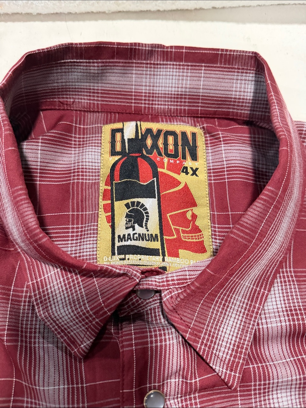 DIXXON Red and White Plaid Short-Sleeve Button-Down Shirt - Picture 2 of 6